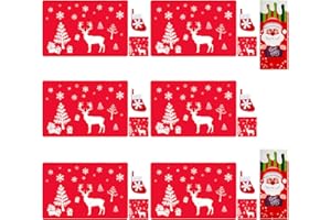 HIYOUER 20PCS Christmas Placemats and Coaster Sets, Het Resistant Christmas Placemats Sets, Waterproof Xmas Table Mats, Elk Place Mat for Christmas Holiday Kitchen Dining Home Table Decoration