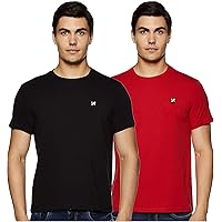 Amazon Brand - House & Shields Men's Solid Slim Fit Half Sleeve Cotton T-Shirt (Combo Pack of 2)