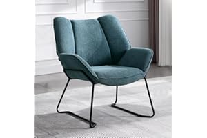 ‎YA-HOME Ya-Home Sessel Wohnzimmer Loungesessel modern Lesesessel gepolstert Ohrensessel mit Metallbeinen für Schlafzimmer/Wohnzimmer, Chenille, Blau