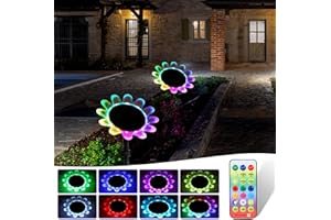 AGM Flower Solar Lights Outdoor Garden, 2-in-1 Solar Pathway Lighting & Swimming Pool Pond Lights, IP68 Waterproof, 8 Lighting Modes, Remote Control, Set of 2
