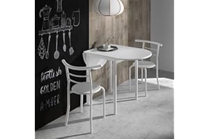 MOMMA HOME Mesa de Cocina Plegable Extensible con 2 Sillas – Conjunto de Comedor Abatible y Multifuncional en Roble/Blanco, Modelo Leva