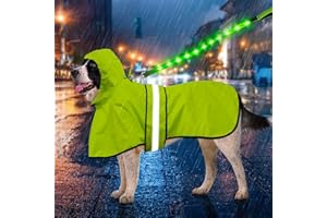 Weesiber Dog Coats Waterproof - Adjustable Dog Raincoat with Reflective Strip, Lightweight Rain Jacket for Small to X-Large Dogs (X-Large, Green)