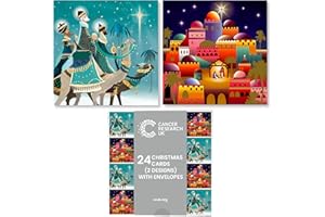 Cancer Research UK Box of 24 Charity Christmas Cards - 2 Designs - Bethlehem & Three Kings