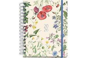 Miquelrius - Agenda 2026 semana vista, Similar A5+ (160 x 218 mm), Planificación semanal, Doble espiral, Cubierta cartón plastificado, Papel 100 g/m², 6 idiomas, Stickers, Diseño EntreDos, Jardín
