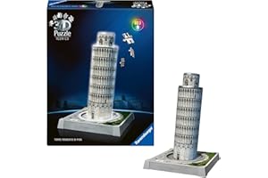 Ravensburger - Puzzle 3d Iconics La Torre Pendente LED | Puzzle 3d Per Adulti E Bambini A Partire Dagli 8 Anni | Modellismo Da Costruire Adulti Di 216 Pezzi | Regalo Bambino 8 Anni E Più