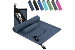 Pameil Mikrofaser Handtuch 2er Set-(160x80cm Groß Badetuch+80x40cm Klein Handtüch), Kompakt & Schnelltrocknend Microfaser Han