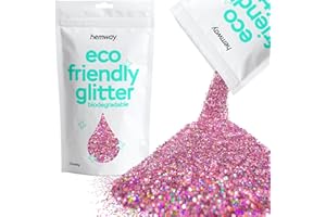 Hemway Eco Friendly biodegradable Glitter 100 g / 3,5 oz Bio cosmético seguro de la chispa Vegano para cara, sombra de ojos - 1/40" 0.025" 0.6mm - rosa Holo