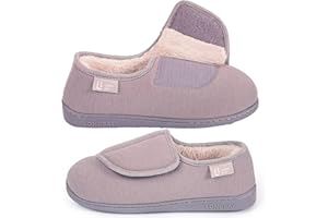 LongBay Women's Wide Fit Slippers Comfy and Cozy Memory Foam Indoor House Shoes for Diabetic Arthritis and Edema