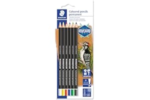 STAEDTLER 10820BK6-C kredka (wodoodporna, Lumocolor permanentnie szkło chrom, kryje na ciemnych i przezroczystych powierzchniach, nie przebija się przez papier, do dużych powierzchni) w blistrze z 6