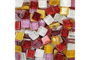 ANKTILY 200g Tessere Mosaico Piastrelle Mosaico Vetro, Colore Misto Quadrata Pezzi di Vetro,Cristallo Glitterato Tessere per Mosaico Piastrelle Assortite per ​Lavori Artigianali,Decorazioni,1x1cm(Frutta)