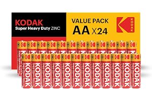 KODAK Super Heavy Duty 24-Pack AA Batteries, Double A Battery Pack, Carbon Zinc 1.5V, 3-Year Shelf Life, Disposable Household Batteries for Low-Drain Devices, R6P, Blister Packed (24 Count)