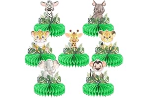 TENCOW Baby Dschungel Tiere Honigwaben Mittelstücke Salbei Grün Baby Dusche Dekorationen für Jungen Kinder Safari Thema Geburtstag Party Zubehör für Wild One Party Supplies