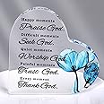 Grevosea Christian Gifts for Women Prayers Religious Gifts Spiritual Gifts Acrylic Heart Ornament Table Centerpieces Inspirational Gifts for Home Room Office Table Decor