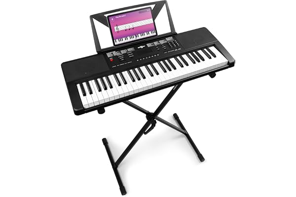 Max Rhapsody54 - Clavier Électronique 54 Touches, avec Stand inclus, Synthétiseur Débutant, Avec Porte-partitions, Deux Haut-parleurs Intégrés, Idéal pour Démarrer votre Apprentissage