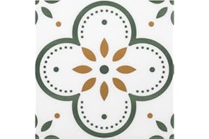 Morcart Lot de 10 feuilles de carrelage de sol en vinyle – 19,8 x 19,8 cm – Carreaux décoratifs pour sol, mur, cheminée, niche pour animal de compagnie (20 x 20 cm, fleur verte)