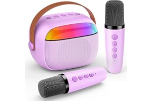 Gralal Microfono Karaoke Bluetooth 2 Microfoni Regalo per Bambine 3-12 Anni, Giochi e Giocattoli Femminili, Regali di Natale