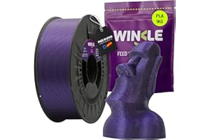 WINKLE FEED YOUR PRINTER WINKLE Filamento PLA HD Glitter (Partículas) Púrpura | Filamento Impresora 3D | Filamento PLA 1,75mm 1kg | Precisión Dimensional | PLA Púrpura | Aspecto Purpurina | Bobina 1kg