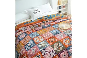 SAYT RLAE 100% Baumwolle Tagesdecke Boho Decke 200x230cm Doppelseitig Kuscheldecke Bettwäsche, Throw Blanket Bed Cover, Wohnzimmerdecke Couchdecke Sesseldecke Wendedecke Bettüberwurf