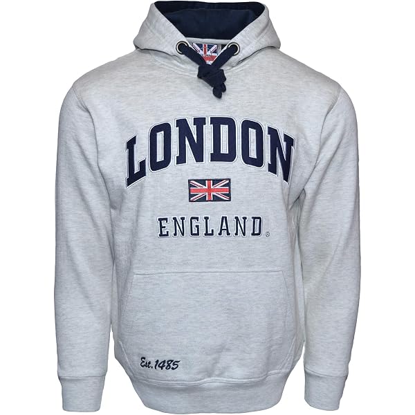 LE105BN London England Maglietta Unisex Con Applique Ricamata Union Jack, Nera Con Blu Navy, Taglie XS-4XL, Confezione Regalo - 2
