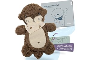 BJORKI Cojín de calor para bebés y niños, relleno de linaza para el microondas, perfecto como peluche y cojín calmante para calidez y bienestar