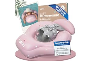 BJORKI® Koło do pływania dla niemowląt – stabilne i bezpieczne na wodzie – opona do pływania wraz z dzieckiem od 6 miesięcy do 3 lat – pozycja do pływania 40° dla naturalnych ruchów – wytrzymała pomoc