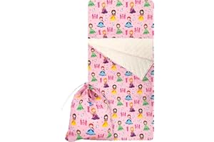 PANINI TESSUTI Set Asilo, Sacco nanna e sacchetto per Bimbo e Bimba da 2 a 6 Anni - Tessuto Trapuntato 100% Cotone Copertina Asilo Principesse