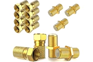SATSHOP-FT Connecteur F Fiche 7mm 10x + F Coupleur 5X | Joint en caoutchouc | Ecrou large à visser | Rallonge pour câble d'antenne coaxial Câble coaxial SAT | Satellite LNB F mâle + Connecteur Set