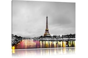 PIXXPRINT Tour Eiffel à Paris Impressionnant noir / blanc Taille: 100x70 sur toile, XXL énormes Photos complètement encadrée avec civière, impression d'art sur murale avec cadre, moins cher que la peinture ou une peinture à l'huile, pas une affiche ou une bannière,
