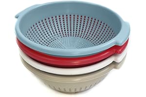 Ecoplast | Colapasta in Plastica ø24, Scolapasta con Manici in Colori Assortiti Tortora/Bianco/Rosso/Mandarino, Made in Italy