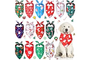 Xuniea 14 Pcs Christmas Dog Bandanas Pet Bandana Bib Scarf Handkerchief for Small Medium Large Dogs Accessories Christmas Party Costume