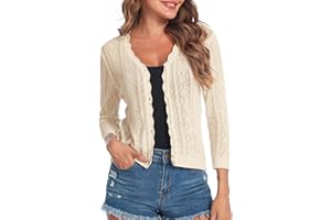 Gyabnw Bolerko damskie, odświętne, z rękawami 3/4, elegancki kardigan, kardigan damski, krótki sweter do stroju ludowego, top, kurtka ślubna, górna część V, na przyjęcie koktajlowe, wesele