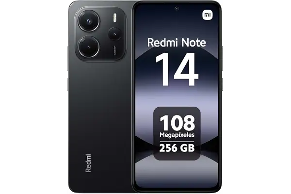 XIAOMI Redmi Note 14 - Smartphone de 8+256GB, Pantalla de 6.67" AMOLED FHD+ 120Hz, MediaTek Helio G99-Ultra, cámara de 108MP, TurboCharge 33W, 5500 mAh, Cargador no Incluido, Negro (Versión ES)