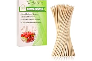 NADAKIN 200 PCS Natural Bamboo Skewers Sticks, 15 CM Wooden Skewer for BBQ Appetizers Fruit Kebabs Grilling Barbecue Mini Burger Sausage Kabob Chocolate Fountain Candy, Cocktail Picks for Drinks Toothpicks