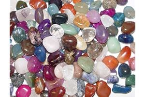 JANNI-SHOP-TROMMELSTEINE Bunte Trommelstein Mischung 1 kg ca. 130-150 Steine ca. 1-3 cm mit Bergkristall, Rosenquarz, Goldfluss, Moosachat, Türkinit, bunte Achate, Jaspis u.a.(2359)