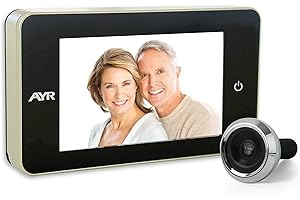 AYR Mirilla Digital AYR 754: Gran pantalla de 4" para Mayor Claridad y Facilidad de Uso. Protección de Puerta Garantizada | Acabado Níquel Mate/Cromo.