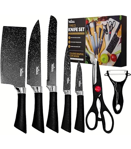 Berlinger Haus Set di 5 Coltelli da Cucina Professionali Acciaio Inox Coltello Cuoco Tagliere, Grigio, BH-2556