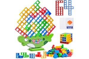 WuGU 64 PCS Tetra Tower Balance Game, Jouet D'equilibre, Jeu d'empilage en Tetris, Blocs de Construction Montessori Jouets Éducatifs Cadeaux d'anniversaire pour Garçons et Filles à Partir de 3 Ans+