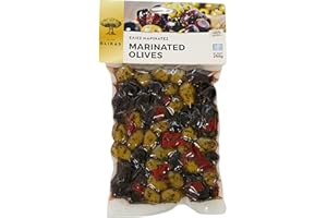 Blikas Greek Green and Black Kalamata Olives Marinated with Oregano and Red Pepper - Pack of 2 x 250g (Total 500g)