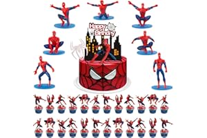NTGFU 35 Pcs Spider Cake Toppers, Spider Cake Decorations Party Decorations Hero Birthday Cake Topper Kid Birthday Cake Decorations Birthday Party Decorations for Boys Children Kids