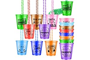 YOHOLD Verres à Shot, 24 PCS Verres à Liqueur avec Chaîne,Verres à Liqueur pour Evjf,Collier Avec Verre à Shooter, Enterrement de Vie de Jeune Fille Fête de Mariée Anniversaire Accessoires -6 Color