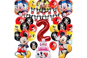 SWOKKTS Globos Micke Mouse Cumpleaños 2 años, Fiesta Cumpleaños Micke Mouse, Decoración Cumpleaños Micke Mouse Bebe, Globo Micke Mouse Helio Gigante, Set Cumpleaños Micke Niño (Globo Número 2)