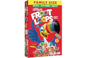 Kellogg's Froot Loops Boîte de céréales pour petit déjeuner pour enfants, petit-déjeuner familial, format familial, original, boîte de 470,6 g