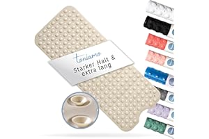 ‎TONIAMO Toniamo Badewannenmatte rutschfest 100x40 cm | Extra Lange Badematte rutschfest | Antirutschmatte Badewanne ohne BPA | Badewannen Matte antibakteriell & maschinenfest | Anti Rutschmatte | Sandy