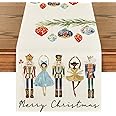 Artoid Mode Watercolor Nutcrackers Balls Merry Christmas Table Runner, Seasonal Winter Xmas Kitchen Dining Table Decoration for Home Party Decor 40x100 cm