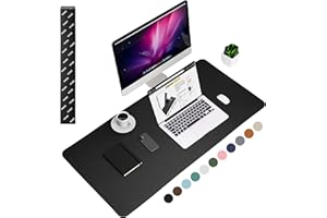 WURK podkładka na biurko ze skóry poliuretanowej (PU), w zestawie klips na kabel, XXL, duża podkładka pod mysz, odporna na ślizganie się, mata na biurko, 120 cm x 60 cm, czarna