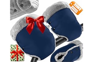 KIDIZ® Manoplas para cochecito de bebé con cálido material de felpa de forro polar e interior de algodón, resistente al agua, cortavientos, tamaño universal para todos los cochecitos