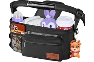 Guiseapue - Organizer universale per passeggino con portabicchieri, con tracolla, accessori per bambini, adatto a Uppababy, baby jogger