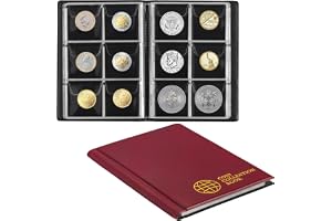 Myntsamlaralbum 60 fickor – 4,5 x 4,5 cm/1,8 x 1,8 tum mynthållare bok myntlager album pengar penny väska för samlare röd CS0