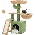 PAWZ Road Cactus Cat Tree With Scratching Pad and Big Hammock Cat Tower With Condo, Small Cat Tower Comfy Basket For Indoor Cats, 80cm Green