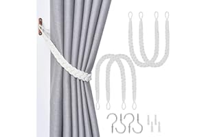 Pretty Jolly Confezione da 4 fermatende in corda di cotone naturale, eleganti e decorativi, in corda intrecciata a mano, con gancio in metallo, per casa e ufficio (bianco)